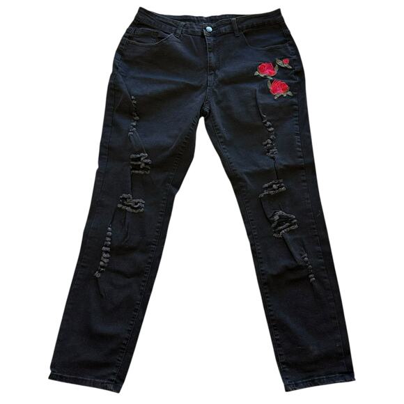 Other Pants - Womens Pants Size Large Black Rose Floral Soft Goth Punk Biker